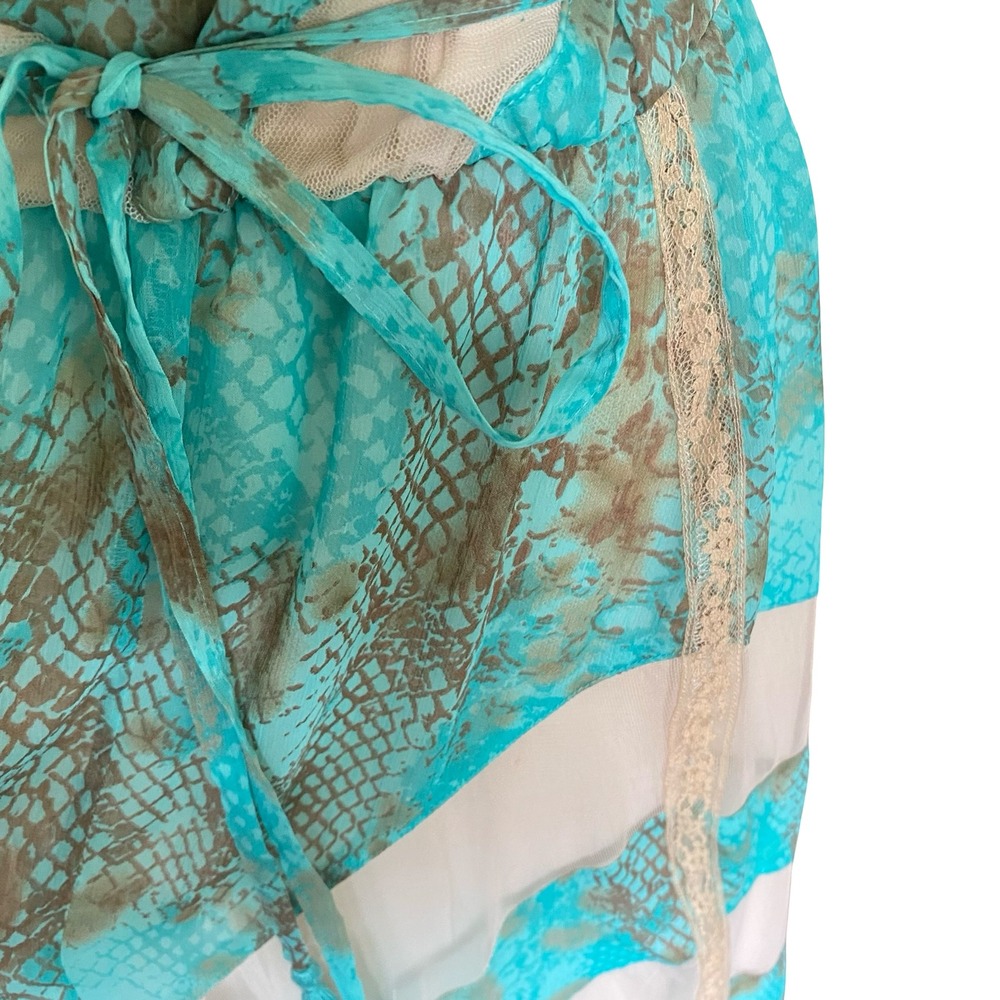 Mushka by Sienna Rose Turquoise Snakeskin Chevron Strapless Maxi Dress Womens M - Picture 6 of 14